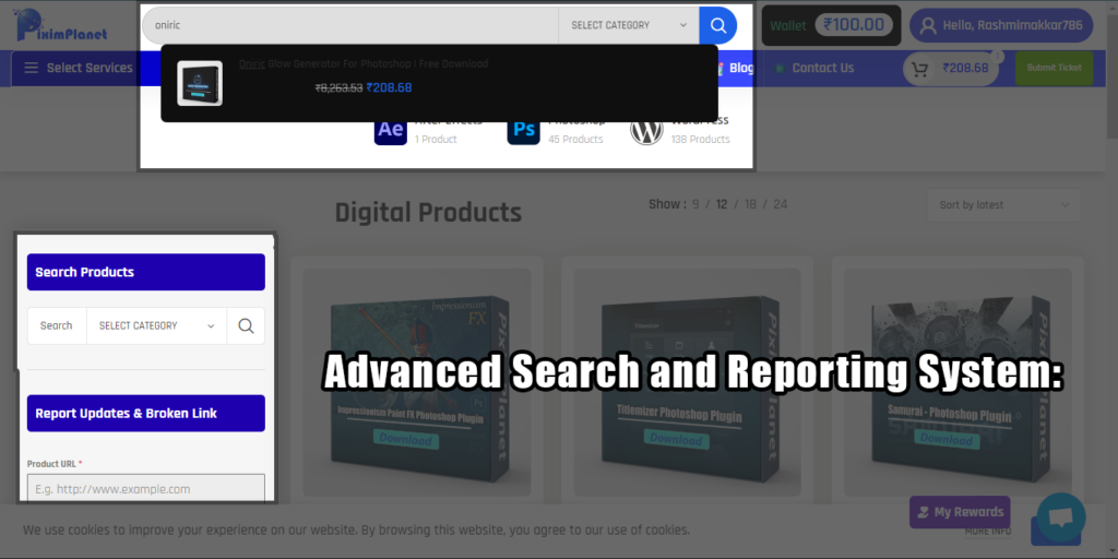 Advanced Search Features and Reporting System: